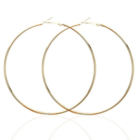 70 mm Large Gold Plated Basketball Wives Women Fashion Jewelry Hoop Earrings