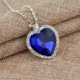 Fashion Sapphire Blue Crystal Love Titanic Heart Of The Sea Sweater Chain Pendant Necklace & Earrings Best Valentines Gift