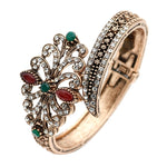 Elegant Antique Finish Ethnic Style Colorful Openable Cuff Bracelet Bangle Indian Wedding Jewelry