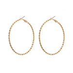 Golden Twisted Fashion Large Stainless Steel Hoop Earrings 70 mm Big Circle Round Earrings
