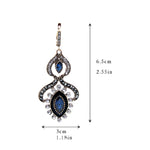 Traditional Antique Gold Finish Royal Blue Crystal Dangle Earrings Cuff Bangle Bracelet Indian Jewelry Set