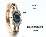 Traditional Antique Gold Finish Royal Blue Crystal Dangle Earrings Cuff Bangle Bracelet Indian Jewelry Set