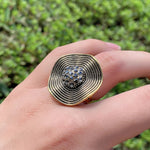 Vintage Style Gold Plated Exaggerated Big Hat Ring For Women Fashion Jewelry Ring Size 7