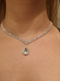 Elegant Silver Water Drop Rhinestone Long Pendant Full Crystal Necklace & Earrings Jewelry Set