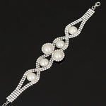 Shiny Silver Crystal And Pearl Chain Bracelet Women Wedding Fashion Jewelry