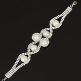 Shiny Silver Crystal And Pearl Chain Bracelet Women Wedding Fashion Jewelry