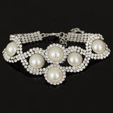 Shiny Silver Crystal And Pearl Chain Bracelet Women Wedding Fashion Jewelry