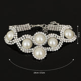 Shiny Silver Crystal And Pearl Chain Bracelet Women Wedding Fashion Jewelry