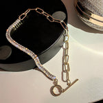 Gorgeous Rhinestone Crystal Link Chain Golden Statement Choker Necklace Trendy Charm Fashion Jewelry