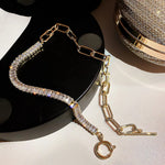 Gorgeous Rhinestone Crystal Link Chain Golden Statement Choker Necklace Trendy Charm Fashion Jewelry
