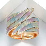 Multi Color Trendy Metal Cuff Wide Feather Charm Fashion Jewelry Bracelet Bangle For Women