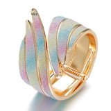 Multi Color Trendy Metal Cuff Wide Feather Charm Fashion Jewelry Bracelet Bangle For Women