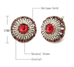 Gorgeous Hot Red Natural Stone Crystal Big Stud Earrings Antique Finish Indian Fashion Jewelry Earrings