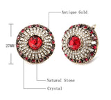 Gorgeous Hot Red Natural Stone Crystal Big Stud Earrings Antique Finish Indian Fashion Jewelry Earrings