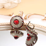 Gorgeous Hot Red Natural Stone Crystal Big Stud Earrings Antique Finish Indian Fashion Jewelry Earrings