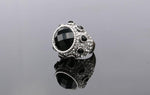 Silver Black Stone Resin Crystal Wedding Fashion Jewelry Ring For Women Size # 7 - EonShoppee