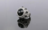 Silver Black Stone Resin Crystal Wedding Fashion Jewelry Ring For Women Size # 7 - EonShoppee