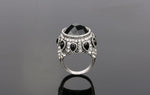 Silver Black Stone Resin Crystal Wedding Fashion Jewelry Ring For Women Size # 7 - EonShoppee