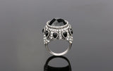 Silver Black Stone Resin Crystal Wedding Fashion Jewelry Ring For Women Size # 7 - EonShoppee