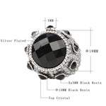 Silver Black Stone Resin Crystal Wedding Fashion Jewelry Ring For Women Size # 7 - EonShoppee