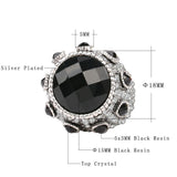 Silver Black Stone Resin Crystal Wedding Fashion Jewelry Ring For Women Size # 7 - EonShoppee