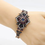 Antique Gold Link Chain Red Blue Star Ethnic Style Traditional Wedding Jewelry Bracelet