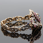 Antique Gold Link Chain Red Blue Star Ethnic Style Traditional Wedding Jewelry Bracelet
