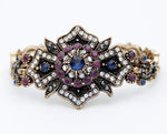 Antique Gold Link Chain Red Blue Star Ethnic Style Traditional Wedding Jewelry Bracelet