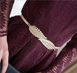 Stylish Golden Leaf Stretch Elastic Chain Metal Clasp Waist Dress Belt Women Fashion Waistband