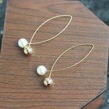 Stylish Pearl Cross Wire Fish Shape Golden Long Fashion Jewelry Earrings