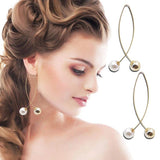 Stylish Pearl Cross Wire Fish Shape Golden Long Fashion Jewelry Earrings