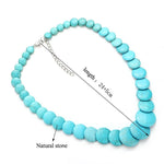 Stylish Blue Flat Natural Stone Statement Choker Necklace Women Fashion Jewelry