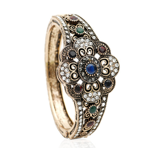 Multi Color Flower Openable Cuff Bangle Bracelet Indian Wedding Jewelry Kada Bracelet