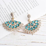 Luxurious Ethnic Style Opal Blue Peacock Earrings Drop Dangle Fashion Jewelry Earrings