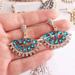 Luxurious Ethnic Style Opal Blue Peacock Earrings Drop Dangle Fashion Jewelry Earrings