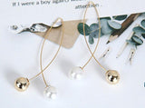 Stylish Pearl Cross Wire Fish Shape Golden Long Fashion Jewelry Earrings - EonShoppee