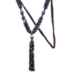 Shiny Purple Crystal Beads Long Tassel Strand Sweater Chain Necklace for Women Fashion Jewelry