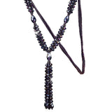 Shiny Purple Crystal Beads Long Tassel Strand Sweater Chain Necklace for Women Fashion Jewelry