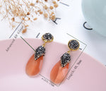 Stylish Hot Red Glass Crystal Long Drop Earrings Luxury Wedding Fashion Jewelry Statement Earrings