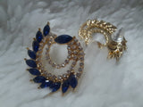 Gorgeous High Quality Royal Blue Fine Rhinestone Crystals Peacock Studs Fashion Jewelry Earrings