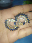 Gorgeous High Quality Royal Blue Fine Rhinestone Crystals Peacock Studs Fashion Jewelry Earrings