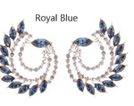 Gorgeous High Quality Royal Blue Fine Rhinestone Crystals Peacock Studs Fashion Jewelry Earrings