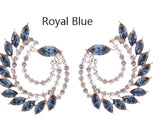 Gorgeous High Quality Royal Blue Fine Rhinestone Crystals Peacock Studs Fashion Jewelry Earrings