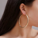Trendy Golden 70mm Hoop Earrings Smooth Big Exaggerated Earrings for Women Punk Fashion Jewelry