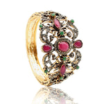 Lovely Red Stone Ethnic Style Wide Cuff Openable Bangle Bracelet Cuff Wedding Fashion Jewelry