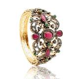 Lovely Red Stone Ethnic Style Wide Cuff Openable Bangle Bracelet Cuff Wedding Fashion Jewelry