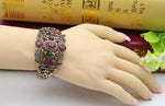 Lovely Red Stone Ethnic Style Wide Cuff Openable Bangle Bracelet Cuff Wedding Fashion Jewelry