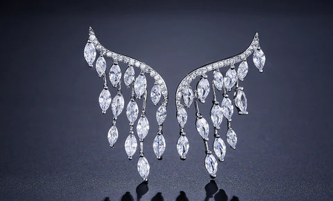 High Quality CZ Shiny Stud Earrings Engagement Wedding Jewelry Luxury Statement Earrings