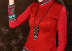 Multi Color Bead Tassel Long Wooden Handmade Adjustable Sweater Chain Thread Necklace For Women