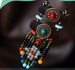 Multi Color Bead Tassel Long Wooden Handmade Adjustable Sweater Chain Thread Necklace For Women